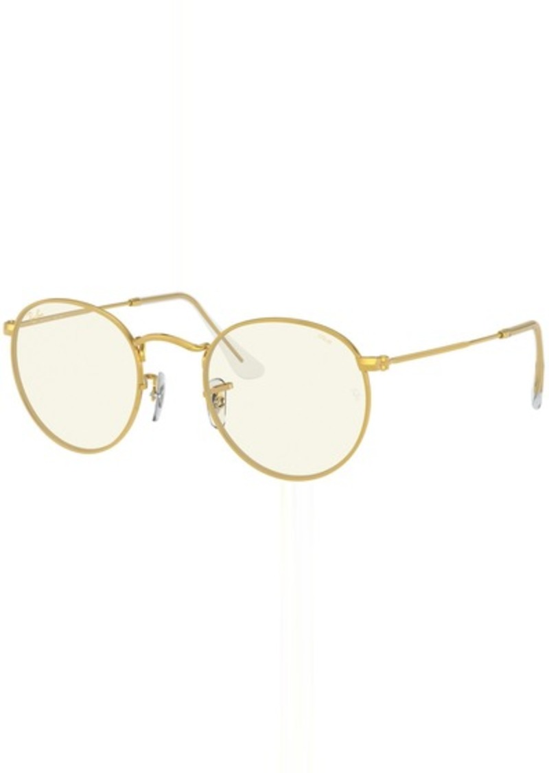Ray-Ban Round Metal Blue Light Glasses, Men's, Medium, Gold/Gray | Father's Day Gift Idea