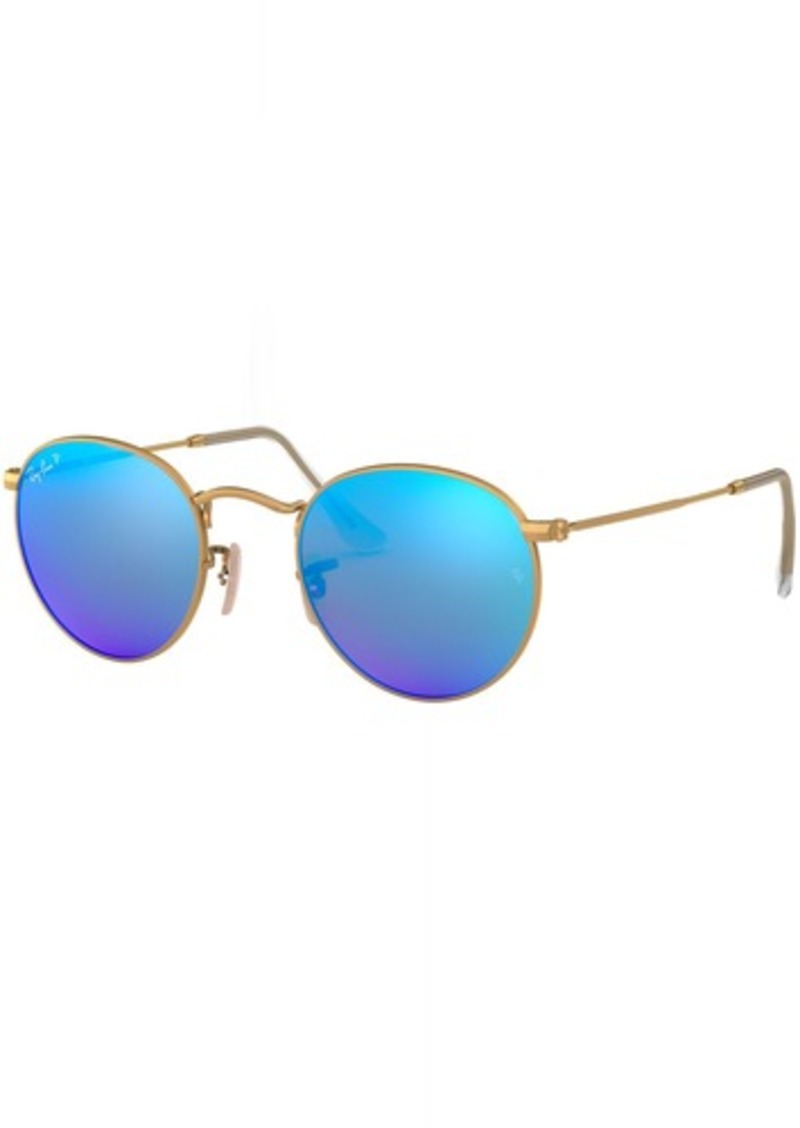 Ray-Ban Ray Ban Round Metal Polarized Sunglasses, Men's, Gold/Blue Polarized