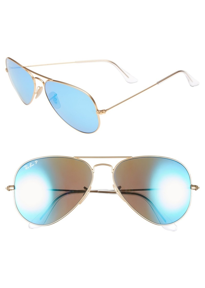 Ray Ban Ray Ban Standard Icons 58mm Mirrored Polarized Aviator Sunglasses Sunglasses