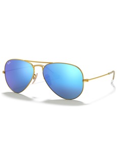 Ray-Ban Sunglasses, RB3025 Aviator Mirror - Gold Matte, Blue Mirror
