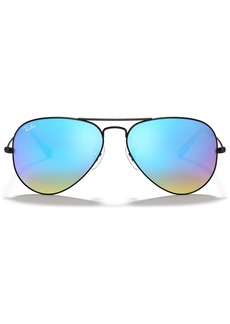 Ray-Ban Sunglasses, RB3025 Aviator Flash Lenses Gradient - BLACK/BLUE GRADIENT MIRRORED