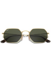 Ray-Ban Sunglasses, RB3556N Octagonal Flat Lenses - GOLD/GREEN