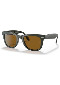 Ray-Ban Sunglasses, RB4105 Folding Wayfarer - Polished Military Green/Brown