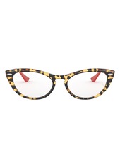 Ray-Ban Unisex Nina 54mm Cat Eye Optical Glasses in Yellow Tortoise at Nordstrom