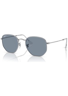 Ray-Ban Unisex Polarized Sunglasses, Hexagonal Flat Lenses - Silver-Tone