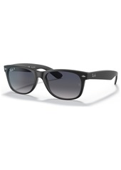 Ray-Ban Unisex Polarized Sunglasses, RB2132 New Wayfarer - Matte Black On Transparent/Green