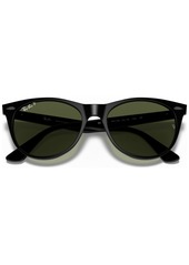 Ray-Ban Unisex Polarized Sunglasses, RB2185 Wayfarer Ii Classic - BLACK/POLAR GREEN