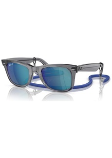 Ray-Ban Unisex Polarized Sunglasses, Wayfarer RB2140 - Transparent Gray
