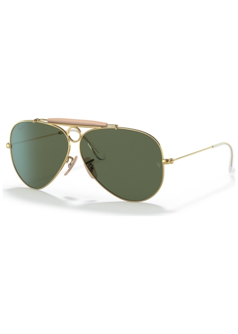 Ray-Ban Unisex Shooter Aviation Collection Sunglasses, RB313858-x 58 - Gold-Tone