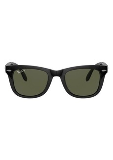 Ray-Ban Wayfarer 50mm Polarized Folding Sunglasses in Black/Green Solid at Nordstrom