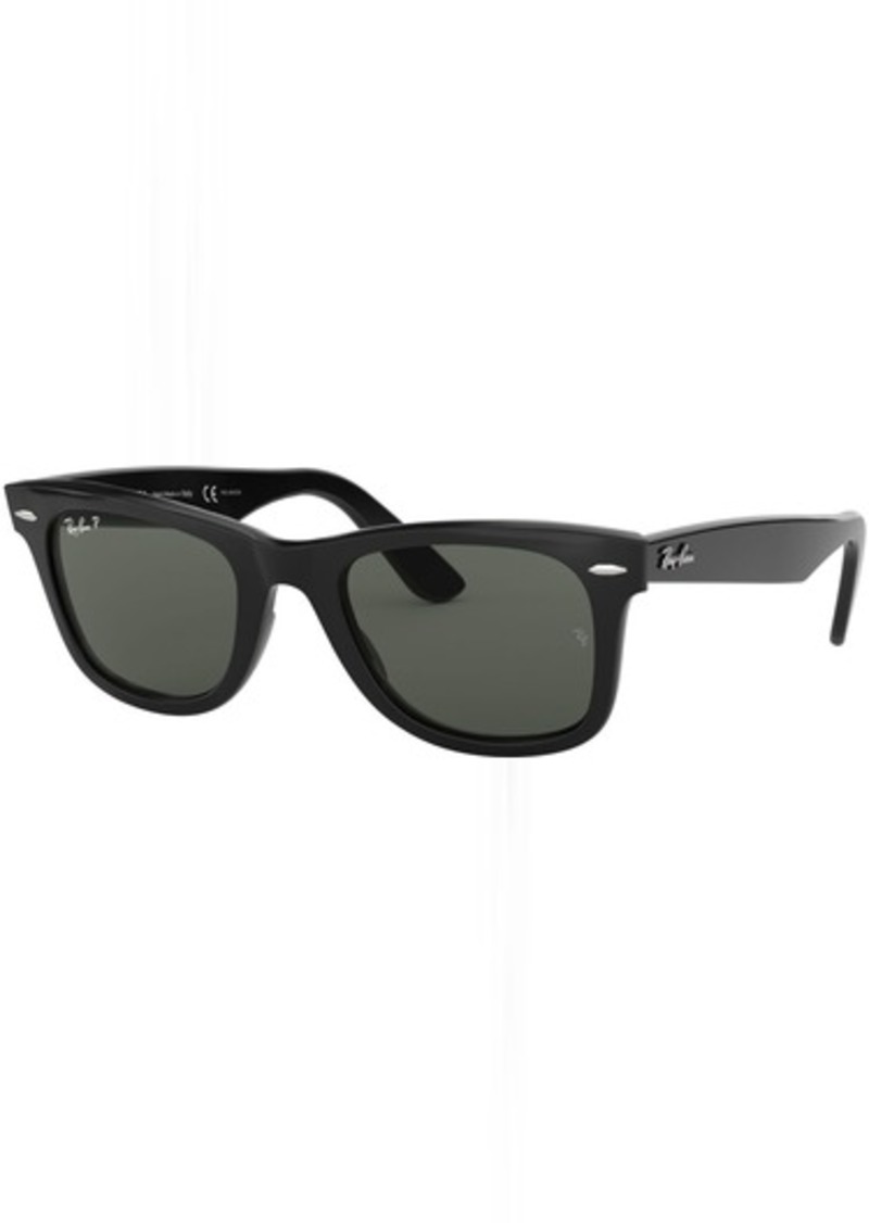 Ray-Ban Wayfarer Classics Polarized Sunglasses, Men's, Black/Crystal Green Polarized