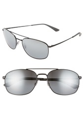 Ray-Ban 60mm Polarized Aviator Sunglasses in Black/Grey Silver Polarized at Nordstrom