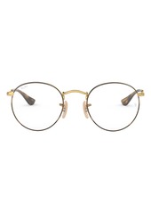Ray-Ban Ray-Bay 47mm Round Optical Glasses in Gold/Havana at Nordstrom