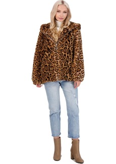 Rebecca Minkoff Aria Womens Hooded Outerwear Faux Fur Jacket