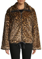 Rebecca Minkoff Bridit Leopard-Print Faux Fur Jacket
