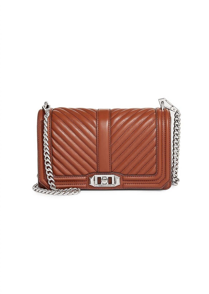 Rebecca Minkoff Chevron Quilted Jumbo Love Crosbody Small In Dark Luggage