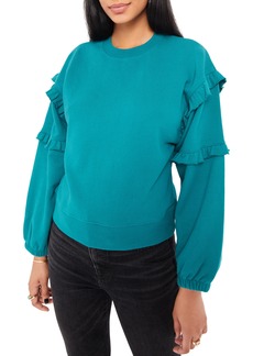 Rebecca Minkoff Evelyn Frill Balloon Sleeve Cotton Sweatshirt in Teal at Nordstrom