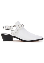 Rebecca Minkoff Woman Korlyn Studded Glossed Textured-leather Mules White