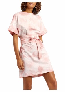 Rebecca Minkoff Women's Marta Short Sleeve Knit Dress Pink Tye-Dye