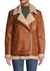 Rebecca Minkoff Sienna Faux Shearling-Trim & Leather Moto Jacket