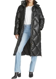 Rebecca Minkoff Womens Vegan Leather Cold Weather Puffer Jacket