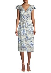 Rebecca Taylor Ava Tie-Front Floral Midi Dress