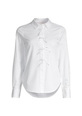 Rebecca Taylor Bow-Front Cotton Twill Button-Up Shirt