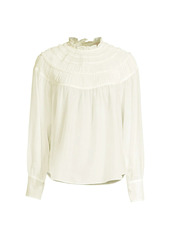 Rebecca Taylor Cotton-Silk Ruched Top