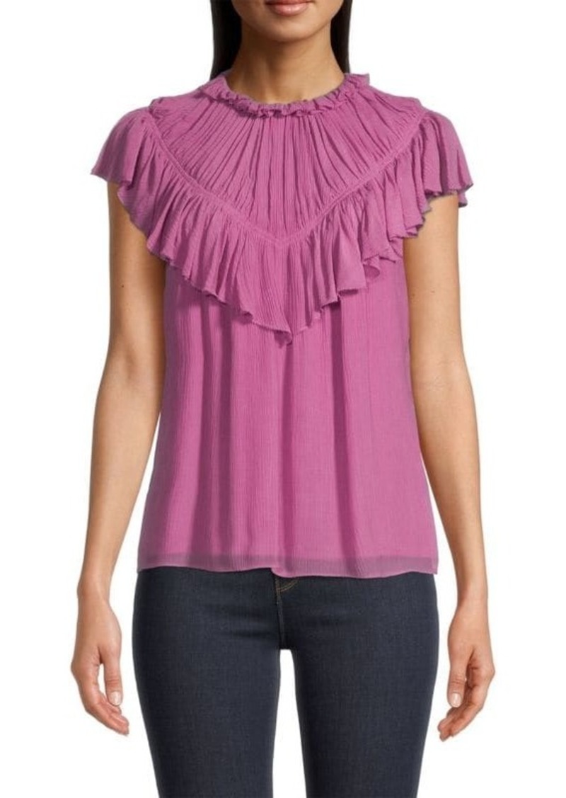 Rebecca Taylor Crinkle Silk Blend Top