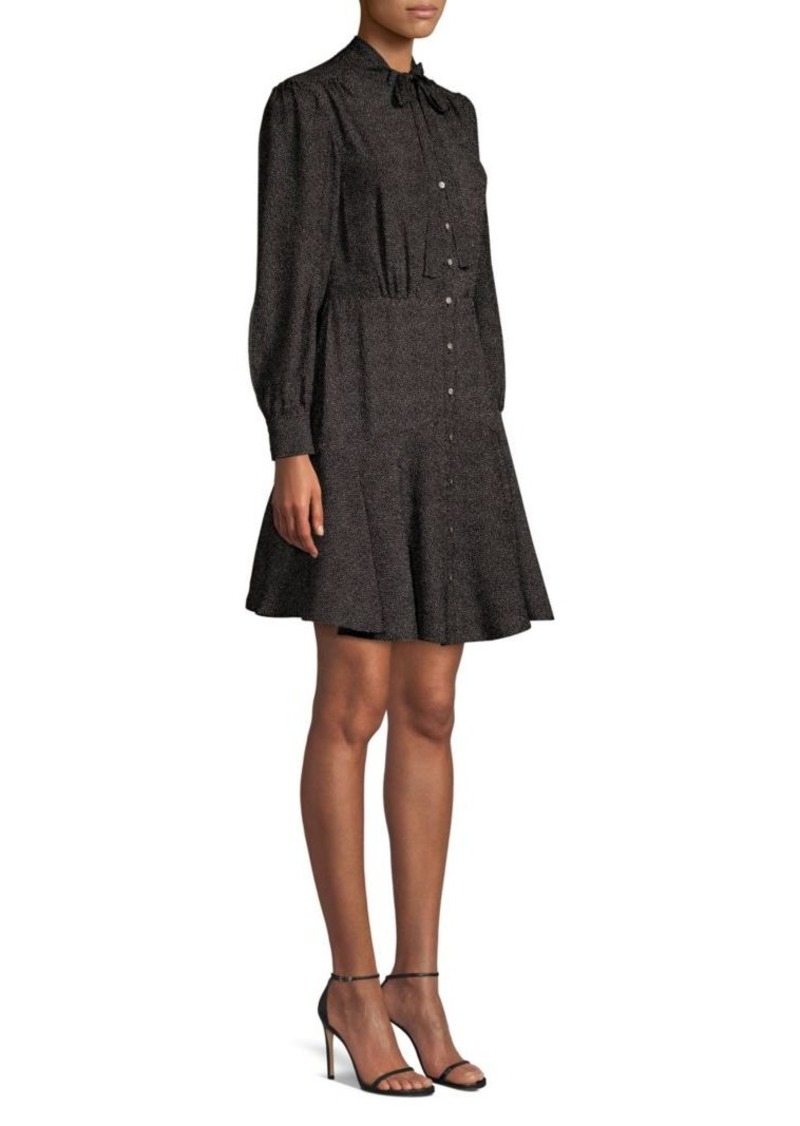 Dot Silk A-Line Shirt Dress