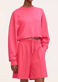 Rebecca Taylor Drawcord Terry Sweatshirt In Hot Pink