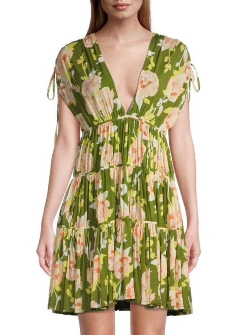 Rebecca Taylor Floral Tiered Mini Dress