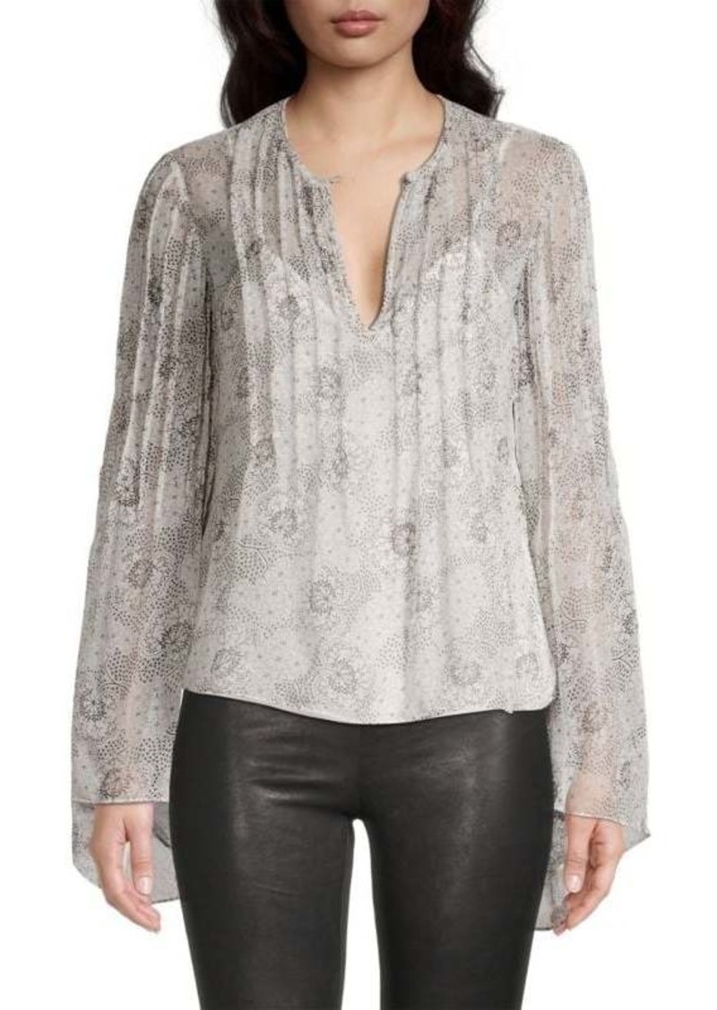 Rebecca Taylor Forget Me Not Silk Pintuck Blouse