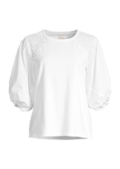 Rebecca Taylor Ivy Embroidered Jersey Top