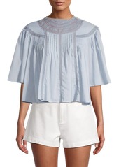 Rebecca Taylor Lace-Trim Short-Sleeve Top