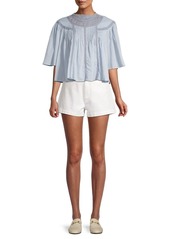 Rebecca Taylor Lace-Trim Short-Sleeve Top