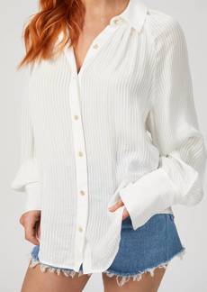 Rebecca Taylor Long Sleeve Shadow Stripe Blouse In Snow