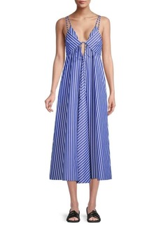 Rebecca Taylor Marseille Striped Cutout Midi Dress