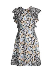 Rebecca Taylor Mixed Flower Fit-&-Flare Dress