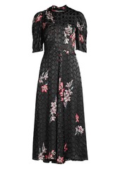 Rebecca Taylor Noha Puff Sleeve Floral Midi Dress
