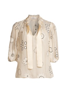 Rebecca Taylor Parasol Embroidered Silk Blouse