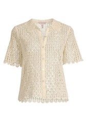 Rebecca Taylor Pina Embroidery Cropped Shirt