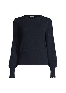 Rebecca Taylor Pointelle-Knit & Scallop-Trim Sweater
