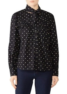 Rebecca Taylor Polka Dot Tie Neck Blouse