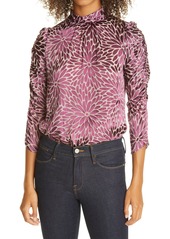 Rebecca Taylor Autumn Bloom Burnout Blouse in Merlot Combo at Nordstrom