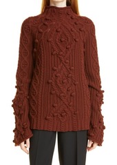 Rebecca Taylor Bauble Cableknit Turtleneck in Rich Mahogany at Nordstrom