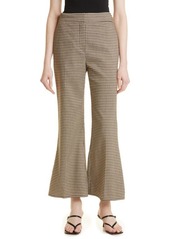 Rebecca Taylor Check Crop Flare Linen Blend Pants in Spring Check Espresso at Nordstrom