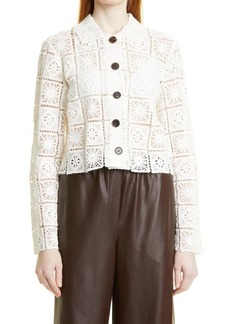 Rebecca Taylor Cotton Lace Jacket in Snow at Nordstrom
