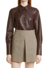 Rebecca Taylor Faux Leather Button-Up Shirt in Date at Nordstrom