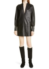 Rebecca Taylor Faux Leather Tunic Dress in Black at Nordstrom